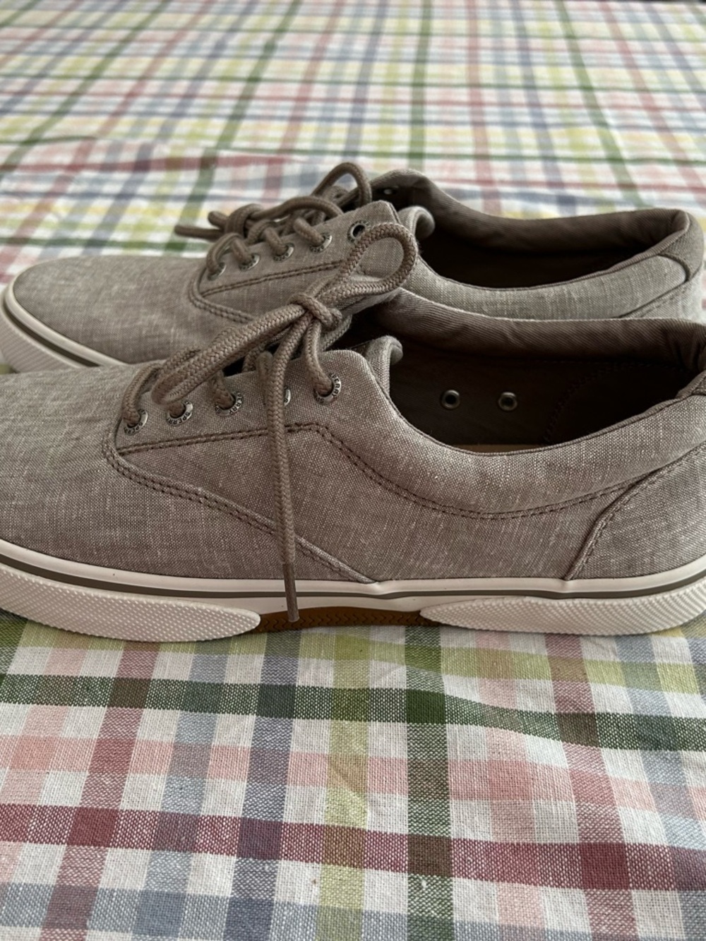 Sperry Men's Lace-Up Canvas Sneakers in Taupe